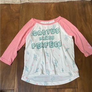 Girls cute cactus long sleeve shirt - Size 4/5